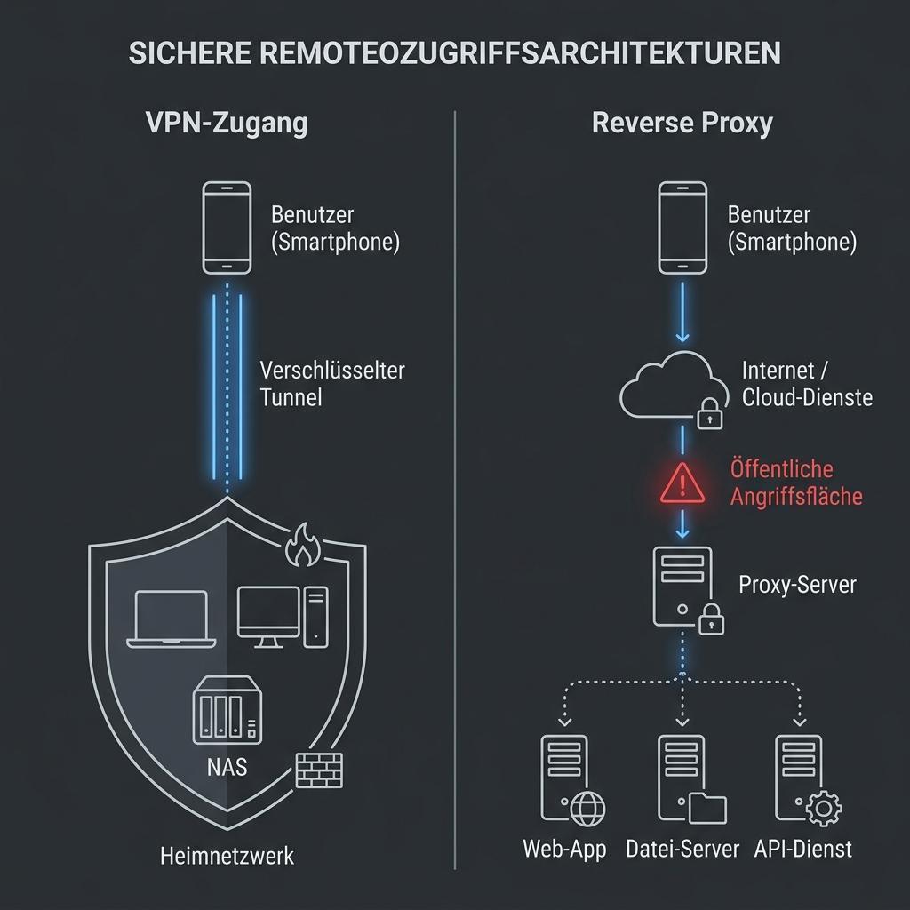 Vergleich VPN vs. Reverse Proxy Architektur